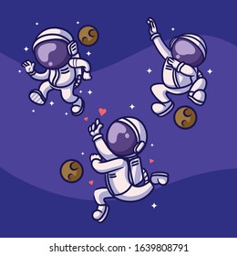 Cute astronot illustration. file vector editable