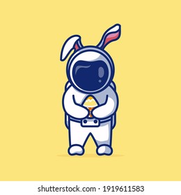 Cute Astronout Celebrate Easter Day. With An Astronout Hug Egg. REcomended For Easter Day, Childreen Book, And Other.