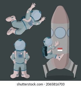 personaje astronómico lindo con cohete