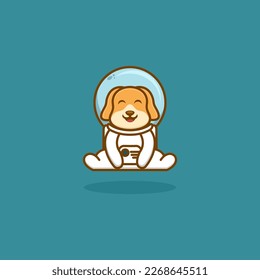 Cute Astronout Dog Logo Design
