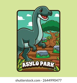 Cute Asylosaurus Dinosaur Character Mascot in Vector Cartoon Illustration