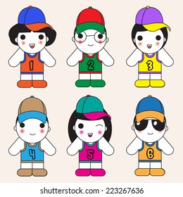 Cute Athletes illustration set
