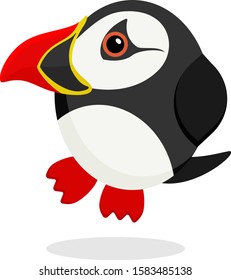 Cute atlantic puffin vector illustration. Flat design. Isolated Illustration on white background