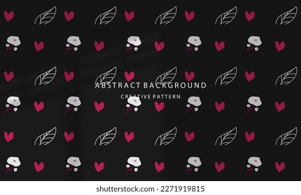 Cute Attractive Hand Drawn Flower Pattern Background Simple Elegant Dark Black Pastel EPS 10