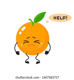 A cute, attractive orange, cheerful character with emotion. Vector illustration. For logos, packaging, brochures, advertising, design, banner, label.