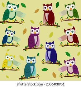cute and attractive owl illustration pattern