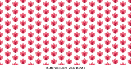Cute and attractive pattern with retro red floral motif on white background