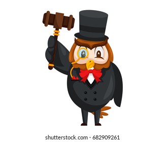 Cute Auction Animal Cartoon Character Illustration - Owl