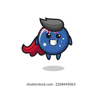 the cute australia flag badge character as a flying superhero , cute style design for t shirt, sticker, logo element