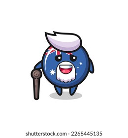 cute australia flag badge grandpa is holding a stick , cute style design for t shirt, sticker, logo element