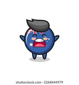 cute australia flag badge mascot with a yawn expression , cute style design for t shirt, sticker, logo element