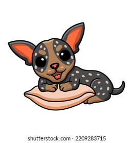 Cute australian cattle dog cartoon on the pillow