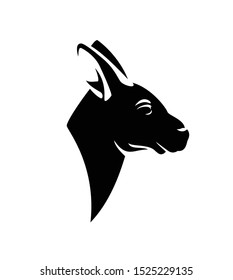 cute australian kangaroo profile head portrait - side view animal black nad white vector outline