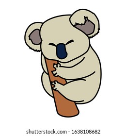 cute australian Koala on a tree on white background vector illustration design