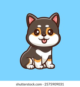 Cute Australian Shepherd Dog Sitting Cartoon Vector Icon 
Illustration. Animal Nature Icon Concept Isolated Premium 
Vector. Flat Cartoon Style 