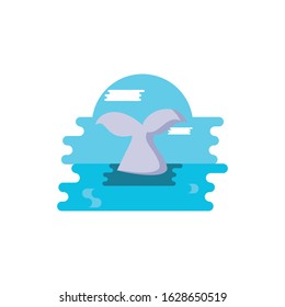 Cute australian whale fin design, Animal wildlife life nature native character adorable and creature theme Vector illustration