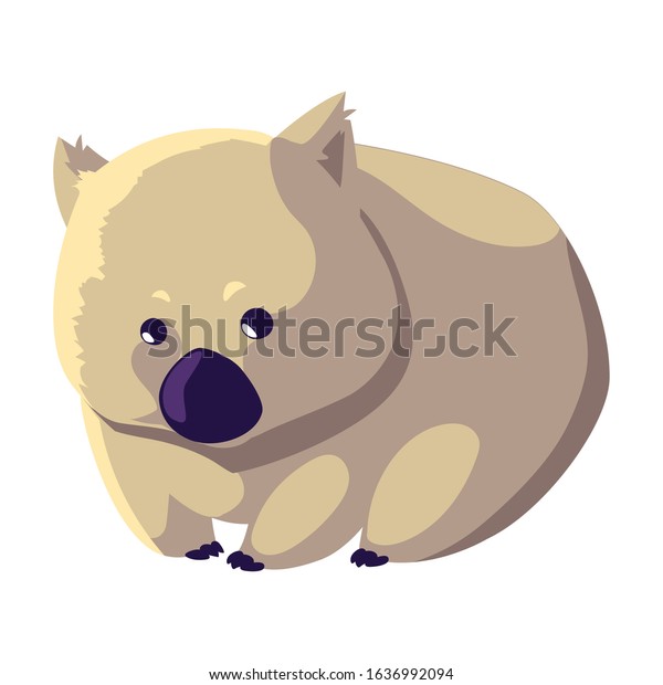 Cute Australian Wombat On White Background のベクター画像素材 ロイヤリティフリー