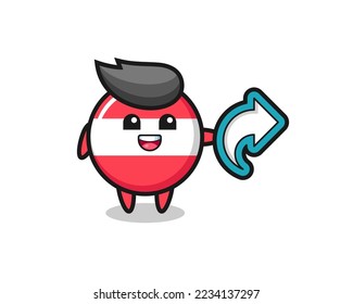 cute austria flag badge hold social media share symbol , cute style design for t shirt, sticker, logo element