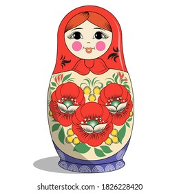 cute authentic doll matryoshka is a great sign of Russian and Slavic culture and nation