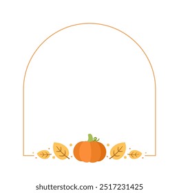 Cute Autumn Arch Frame Border Template. Can be used for shopping sale, promo poster, banner, invitation, website or greeting card. Vector illustration