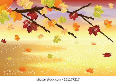 Cute Autumn background, vector illustration