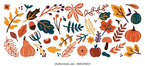 Cute autumn background vector. Autumn shopping event illustration wallpaper with hand drawn icons set. This design good for banner, sale poster, packaging background and greeting card.