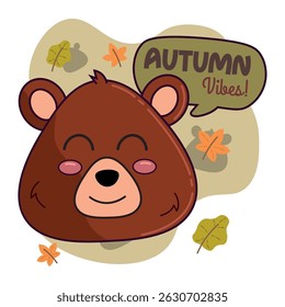 Cute autumn bear character Vector illustration
