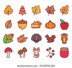 Cute autumn celebrating theme icon