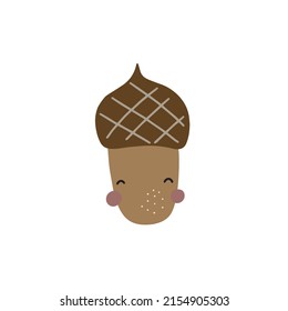 Cute autumn character - acorn. Gorgeous autumn vector illustration for nursery and textile decoration