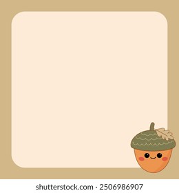 Cute Autumn Fall Acorn Character Design for Notes Post it and Reminders Stationery.