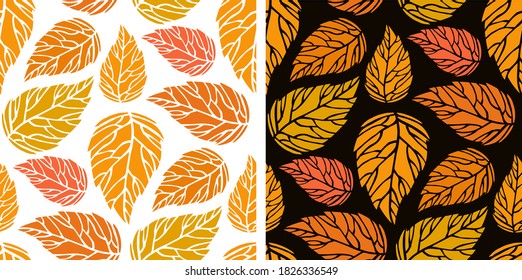 Cute autumn fall leaf pumpkin pattern background. 