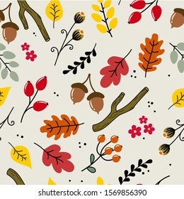 Cute autumn, fall seamless vector pattern