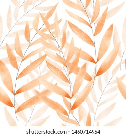 Cute autumn flower and leaves seamless pattern background,illustration vector by freehand doodle comic art, by watercolor technique,for textile prints or celebrated card or banner background
