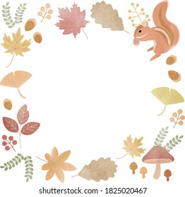 Cute Autumn forest squirrel frame
