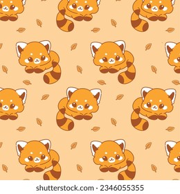 Cute autumn fox animal cartoon seamless pattern