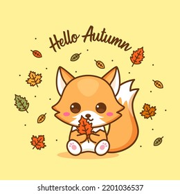 cute autumn fox mascot illustration