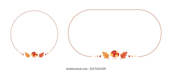 Cute Autumn Frame Border Set. Fall Thanksgiving Graphic Template for sale post, banner, invitation, website or greeting card. Vector illustration