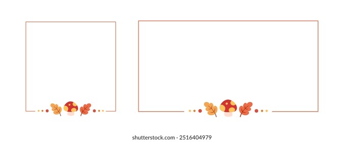 Cute Autumn Frame Border Template Set. Can be used for shopping sale, promo poster, banner, invitation, website or greeting card. Vector illustration