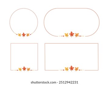 Cute Autumn Frame, Geometric Shapes Border Template Set. Sale post, promo poster, banner, flyer, invitation or greeting card. Vector illustration.