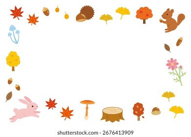 Material lindo de la ilustración del marco del otoño