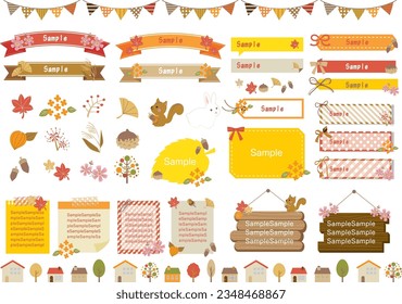 Cute autumn frame and illustration set.