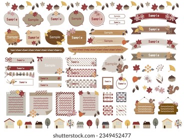 Cute autumn frame and illustration set.