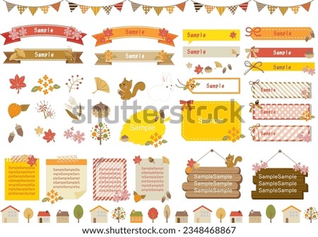 Cute autumn frame and illustration set.