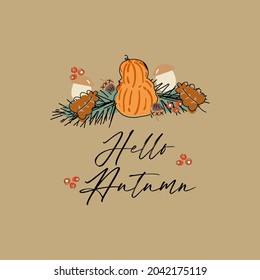 cute Autumn harvest seasonal greeting cards or postcards set with hand drawn fall pumpkin illustrations. Happy Thanksgiving 