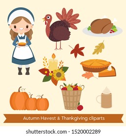 cute Autumn havest and thankgiving elements clipart