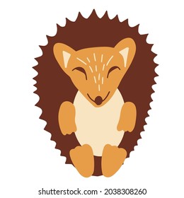Cute autumn hedgehog character. Vector illustration. Isolated on a white.