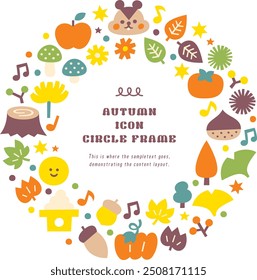 cute autumn icon illustration circle frame