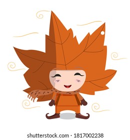 Cute Autumn Kid. Vector eps 10.