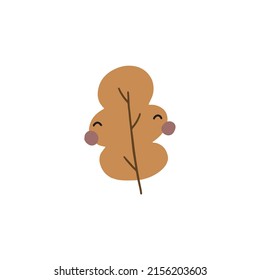 Cute autumn leaf in boho style. Vector illustration isolated on white on a white background for your design