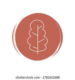 Cute autumn leaf icon vector, illustration on circle with brush texture, for social media story and instagram highlights